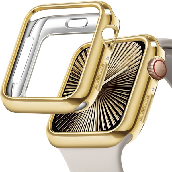 42mm Mjukt Flexibelt TPU-skal och Metallarmband Kompatibla för Apple Watch Series 3/2/1, Guld