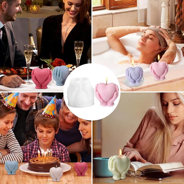 Silikonformer, hjerteformede lysformer, silikon for støping, 3D-lysform, silikon for DIY bivoks, aromaterapi, bursdag, Valentinsdag