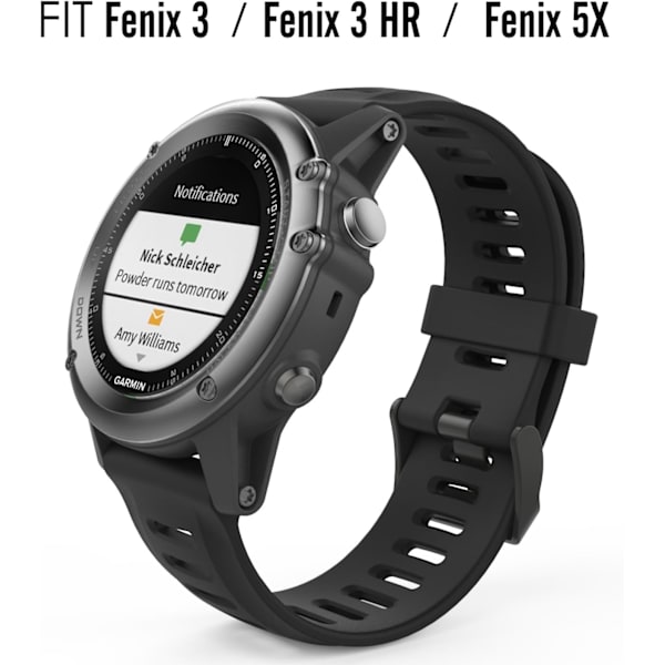 Rem for Garmin Fenix ​​3/Fenix ​​5X, myk silikon