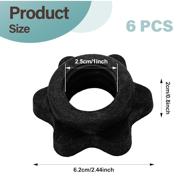 6 st Spinlock kragar - Anti-slip skivstångsklämmor för hanteltyngdlyftning
