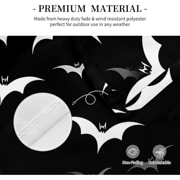 Fladdermöss Dubbelsidig Tryckt 3x5FT Vertikal Banner, Halloween Utomhus Dekoration Fladdermöss Fladdermöss