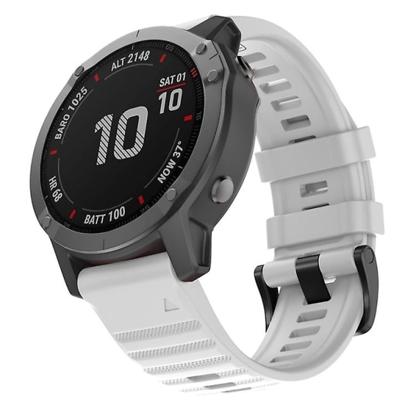 Til Garmin Fenix 6x 26mm Silikone Smart Watch Rem JCE White