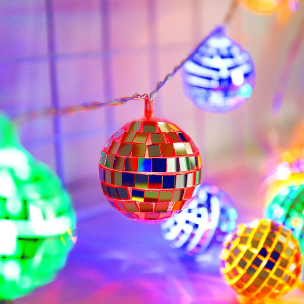 50 LED Discokula Spegel LED Festljusslinga Jul Lyktor för Semester Vägg Fönster Trä Dekorationer Inomhus Utomhus Terrass Fest Gård