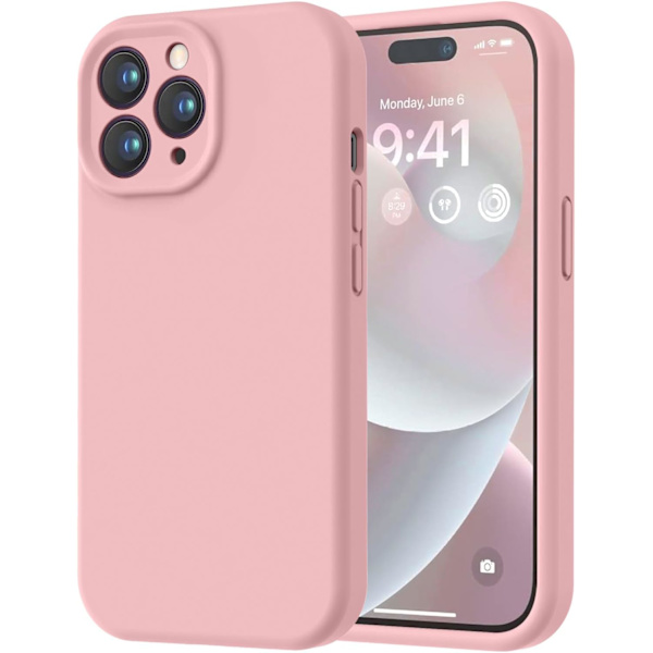 Premium silikonskal för iPhone 14 Pro Max - Repfri mikrofiberfoder, stötsäker, 6,7 tum (Sand