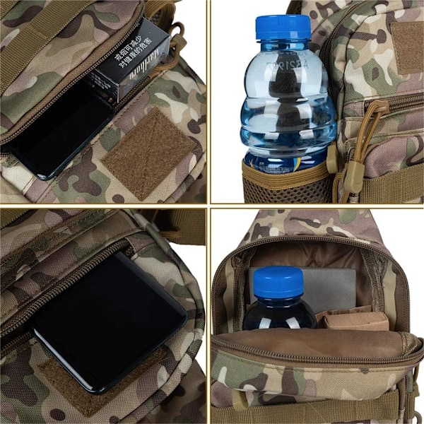Taktisk slyngeveske for menn. Liten skulderbryst Molle dagstursekk ryggsekk for