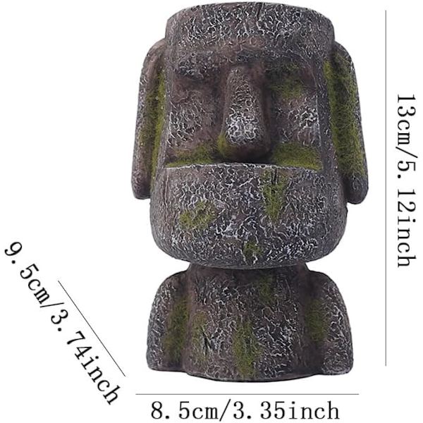 Ester Islnd Hed Sttue n Holder for Desk, Resin Moi Sttue ncil Pot Mkeup Brush Holder Desktop Orgnizer Home Office Desk Decortions