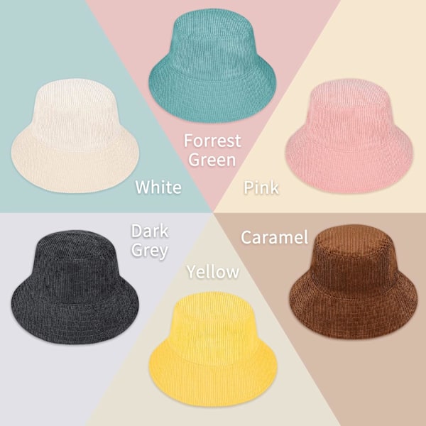 Unisex Corduroy Bucket Hat - Lättviktig Packable Sommar Solhatt för Strand och
