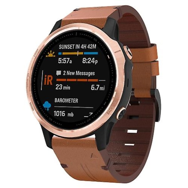 For Garmin Fenix 6s 20mm Læder Stål Spænde Urrem CJI Brown