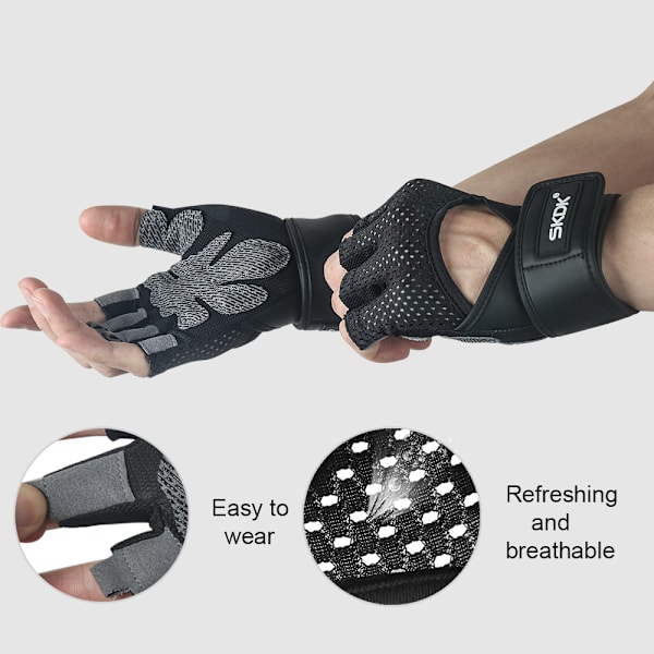 Halvfingerhandsker, fitness- og sporthandskar, håndled