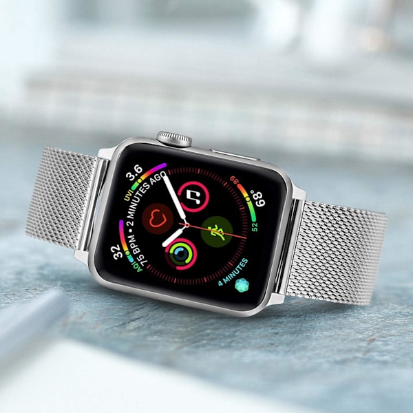 Kompatibel med Apple Watch Mesh i rustfrit stål - justerbar