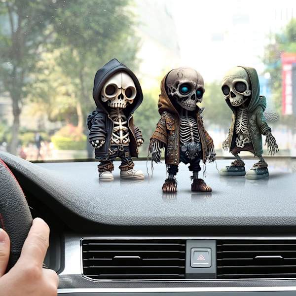 Seje skeletfigurer, unikke skelet harpikshåndværk ornament livagtig kranie statue, sød statue skelet ornamenter mindesmærke, unik 4stk