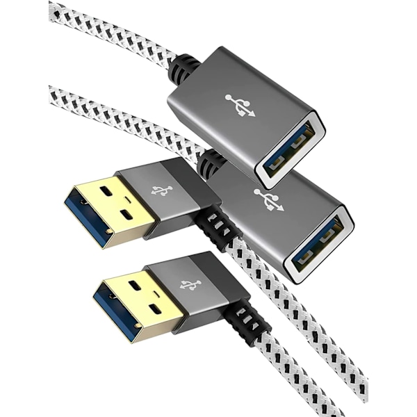 Kort USB 3.0-forlængerkabel. 2-pak venstrevinklet USB 3.0