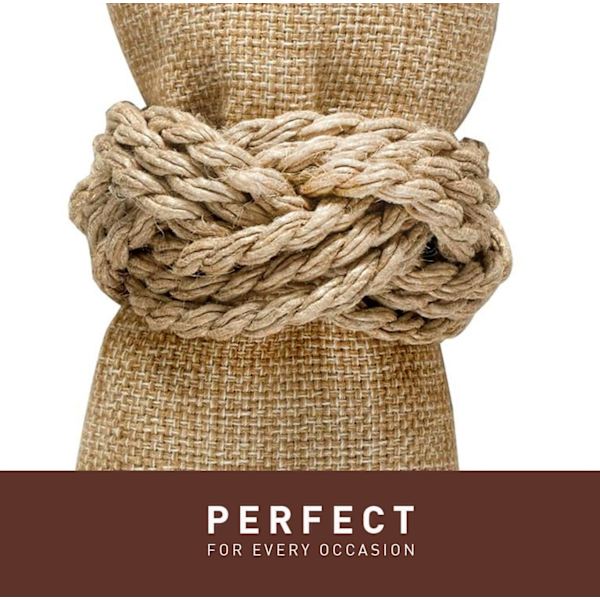 Servettringar i jute, set om 4 | Eleganta guldvävda nautiska servettringar | 100%