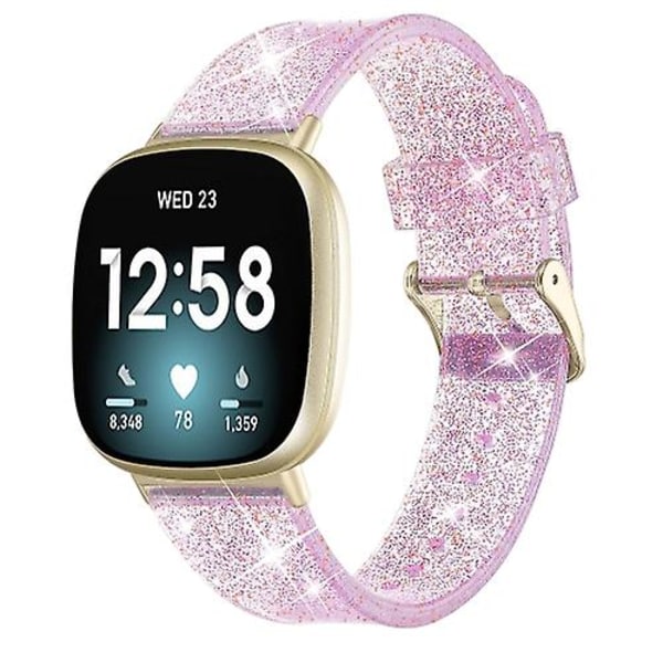For Fitbit Versa 3 Glitter Pudder Silikone Urrem TDN Purple