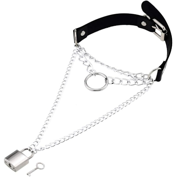 Justerbar Läderhalsband, Punk Rock PU Halsband Halsband Goth Mjuk Halsband Krage