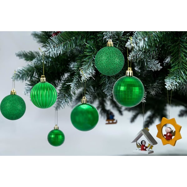 28 st krossäkra julgranskulor i 4 klassiska ytbehandlingar för jul