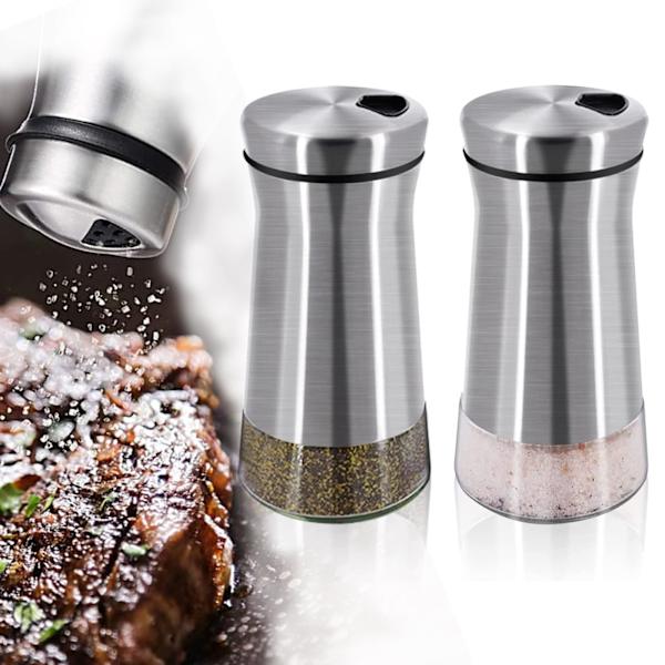 2 stk. salt- og peberkværnesæt - krydderidispenser i rustfrit stål