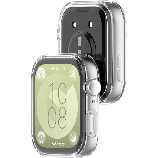 Skärmskydd avsett för Huawei Watch Fit 3 Skal, TPU-pläterad stötfångare All-Around Slim Skyddande Skaltillbehör för Huawei Watch Fit 3 (Svart&Klar)