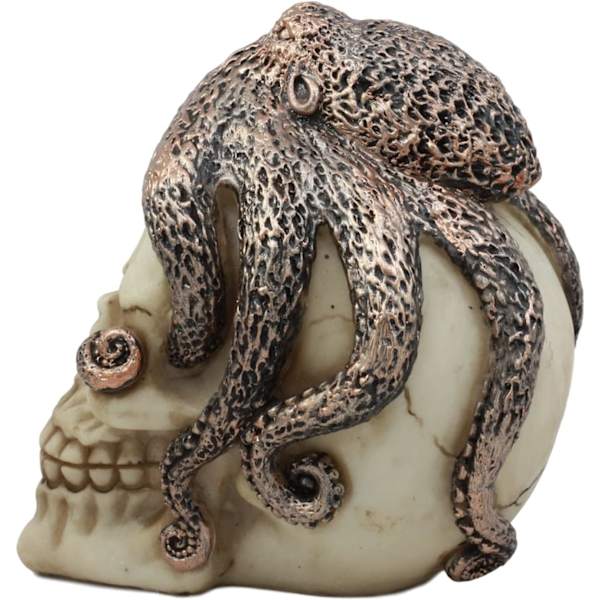 Ebros Sea Monster Kraken Octopus Skull Statue 6\" Høj Nautisk Ocean Terror Myte Dekorativ Figur Multi Farvet Multi Farvet