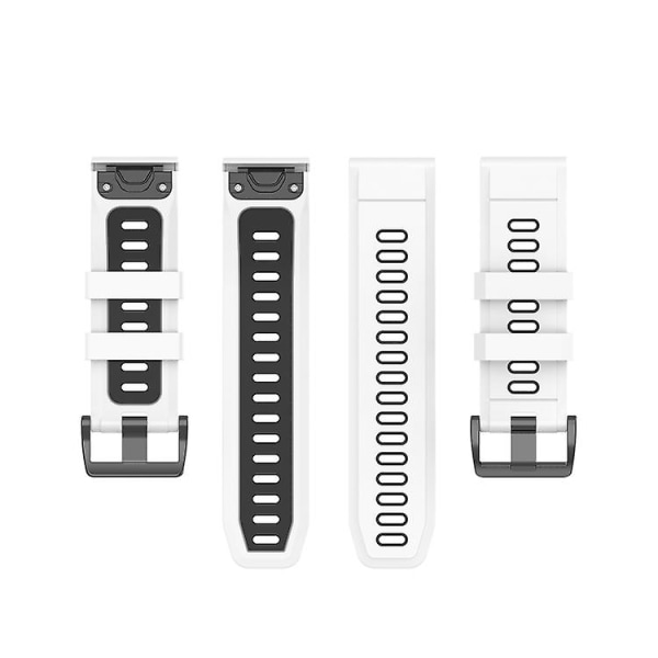 Til Garmin Fenix 7x 26mm To-farvet silikone Jack urrem UQS White Black