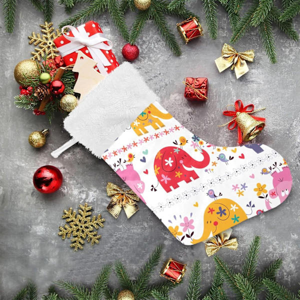Julklapp, Personliga Julklappsstrumpor 2-pack Regnbåge Elefant Söt Skogsdjur 45,7 cm Julstrumpor Hängande Ornament Kamin