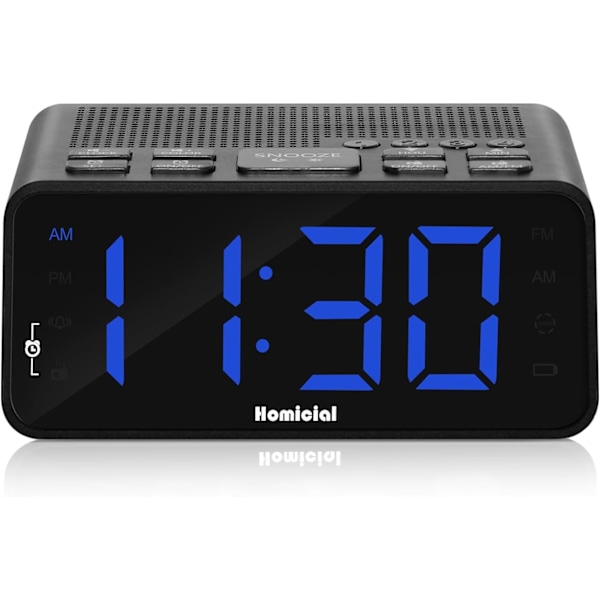 Digital väckarklockradio med AM/FM-radio, flerfärgade 1,4-tums LED-siffror, förinställning, sömntimer och tydlig display med dimmer för sovrummet vid sängen,