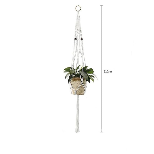 Sæt med 4 Macrame hængende kurve Bomuldsreb hængende plantepotte plante