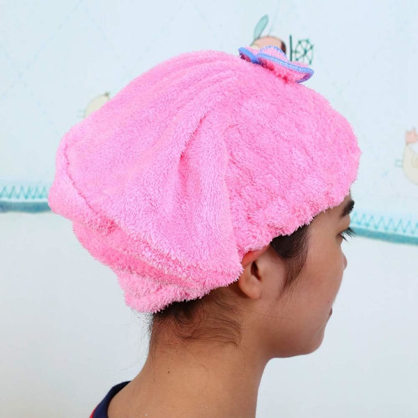 Hårhandduksomslag i mikrofiber - Superabsorberande snabbtorkande (rosa)
