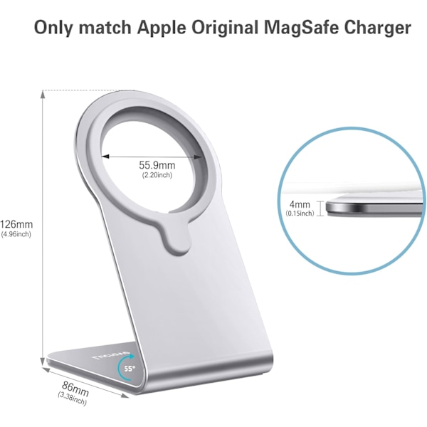 Stativ for MagSafe-lader, Aluminium Stativholder for iPhone 16 15 14 13 12-serien, Magsafe-tilbehør Kompatibel med iPhone 16 15 14 13 12 Plus, Pr