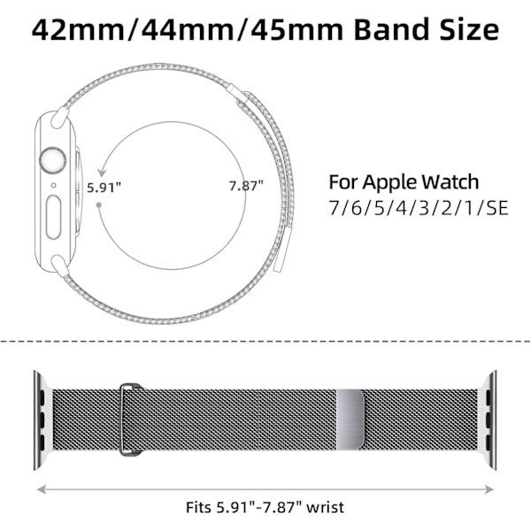 Metall magnetbånd kompatibelt med Apple Watch 38mm 40mm