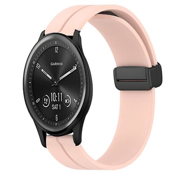För Garmin Vivomove Sport 20 mm enfärgad magnetisk spänne Silikon watch MVM Pink