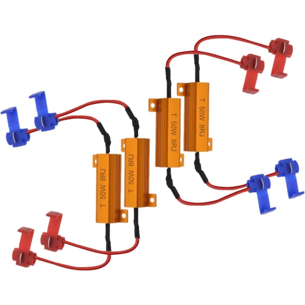 50W 8 ohm belastningsmodstande til LED-pærer - Fix Hyper-Flashing (4 stk.)