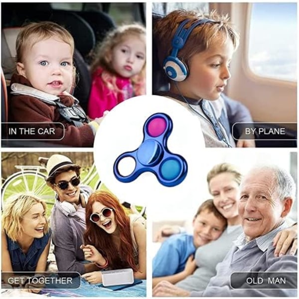 Chrome Pop It Fidget Spinner - Metallisk Blå Popper Legetøj - Stresslindrende Gave til Børn