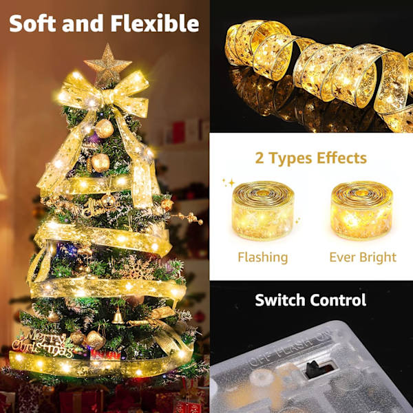 Julebåndslys - 32ft Guld Fairy LED Båndslys