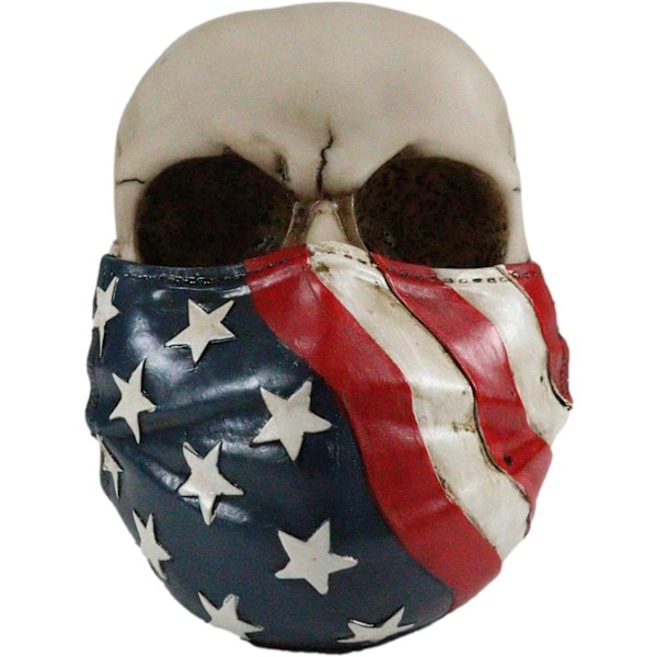 Ebros Patriotisk Amerikansk Flag Stjernespangled Banner Maske På Kranie Dekorativ Figur 6,25\" Lang Makaber Samleobjekt Frihed USA Medicinsk Tema