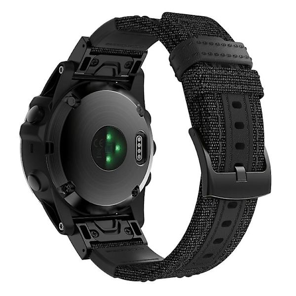 Canvas och läder klockarmband för Garmin Fenix5x Plus Fenix3, handledsrem storlek: 150+110mm XEP Black