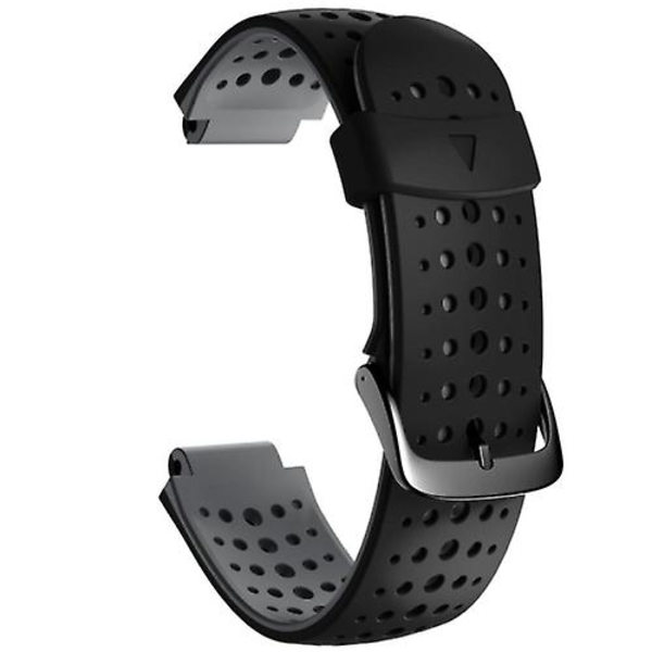 For Garmin Forerunner 220 To-farvet silikone urrem ZQB Black Grey