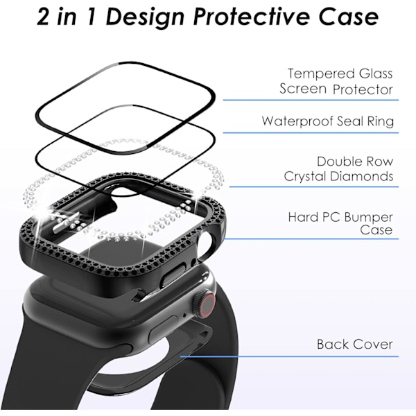 2 i 1 Bling Vandtæt Etui til iWatch Series 6