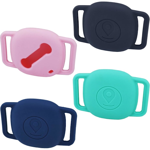 Silikonetuiholder for Galaxy Smarttag, 4-pak kjæledyrhundekattui for Samsung Smarttag+Plus Item Finder Tracker Tag Beskytter for barn ['Svart',