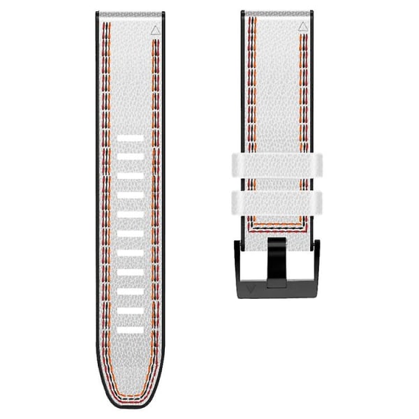 For Garmin Fenix 7 Tricolor Stitching Silikone Læder Rem White