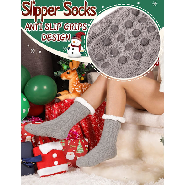 Kvinderne Tøffel Fuzzy Sokker Fluffy Hyggelig Hytte Varm Vinter Blød Tyk Komfortabel Fleece