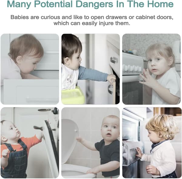 Babysäkerhetsskåpslås, 4-pack Barnsäkra skåpslås Babyskydd för toalett, låda, kylskåp, ugnar Transparent