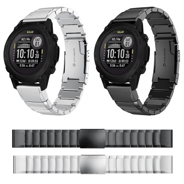 Til Garmin Descent G1 22mm Skildpadde Skal Rustfrit Stål Urrem GWH Black
