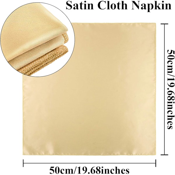 Satinservett Fyrkantig - 12 Stycken (Guld, 20x20 Tum)