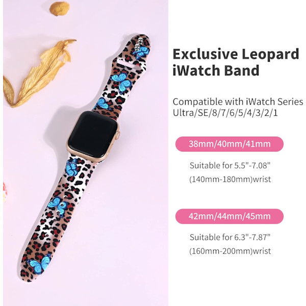 Kompatibelt med Leopard Apple Watch-armband för kvinnor 38 mm