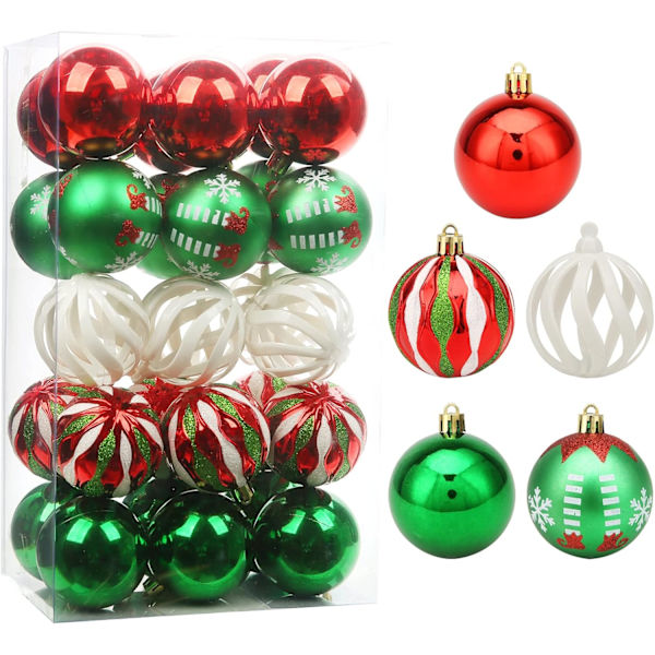 Julgransprydnader, 30-pack julgranskulor Dekoration Set 2,36\" Grön Guld
