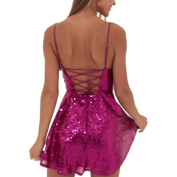 Sparkle Sequin Mini Kjole - Rygløs Stropløs Bodycon