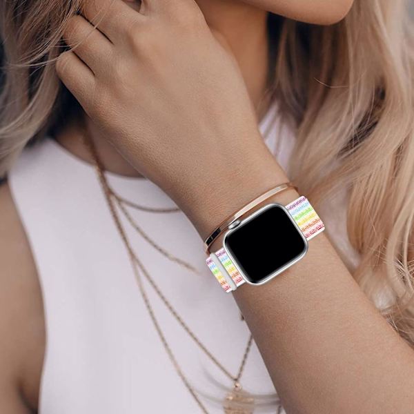 Justerbart Nylon Sport Loop Band kompatibel med Apple Watch Band