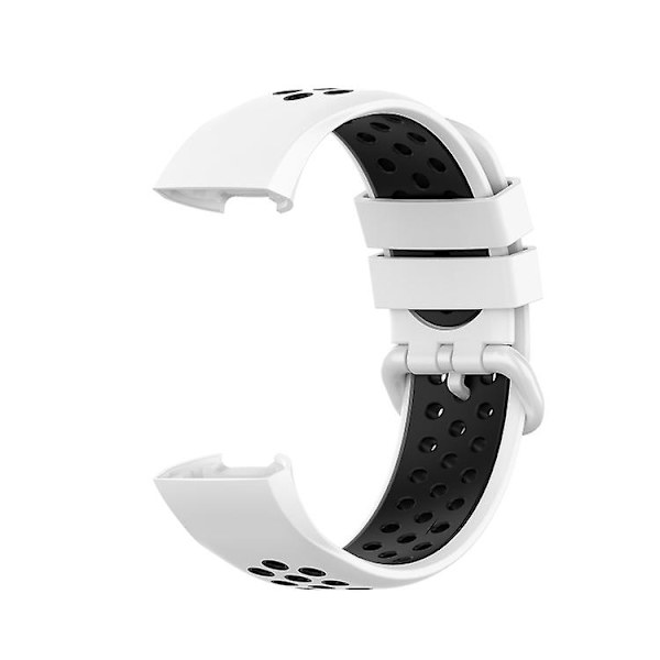 Til Fitbit Charge 4 / Charge 3 Se Watch Button To Farver Silikone Udskiftningsrem Watchband PQU White Black