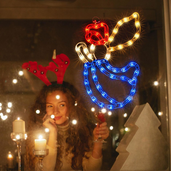 Julevindue Silhuet Lys Dekorationer Lighted Angel Julevindue
